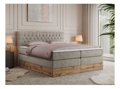 Łóżko kontynentalne AMORE KING 140x200 - H4 - beżowy, struktura