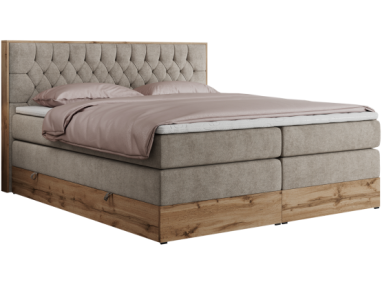 Łóżko kontynentalne AMORE KING 160x200 - H4 - beżowy, struktura
