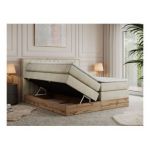 Łóżko kontynentalne AMORE KING 160x200 - H3 - beżowy, welwet