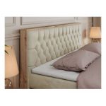 Łóżko kontynentalne AMORE KING 160x200 - H4 - beżowy, welwet