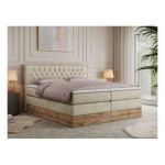 Łóżko kontynentalne AMORE KING 180x200 - H4 - beżowy, welwet