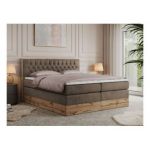 Łóżko kontynentalne AMORE KING 200x200 - H3 - brązowy, welwet