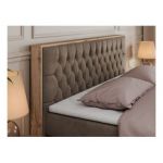 Łóżko kontynentalne AMORE KING 140x200 - H4 - brązowy, welwet