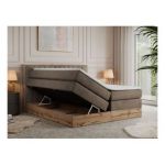 Łóżko kontynentalne AMORE KING 160x200 - H4 - brązowy, welwet