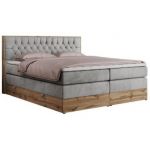 Łóżko kontynentalne AMORE KING 140x200 - H3 - jasnoszary, welwet