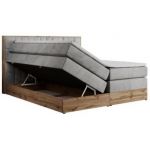 Łóżko kontynentalne AMORE KING 160x200 - H3 - jasnoszary, welwet