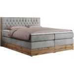 Łóżko kontynentalne AMORE KING 200x200 - H3 - jasnoszary, welwet