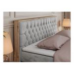 Łóżko kontynentalne AMORE KING 200x200 - H3 - jasnoszary, welwet