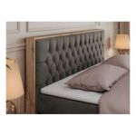 Łóżko kontynentalne AMORE KING 200x200 - H3 - ciemnoszary, welwet