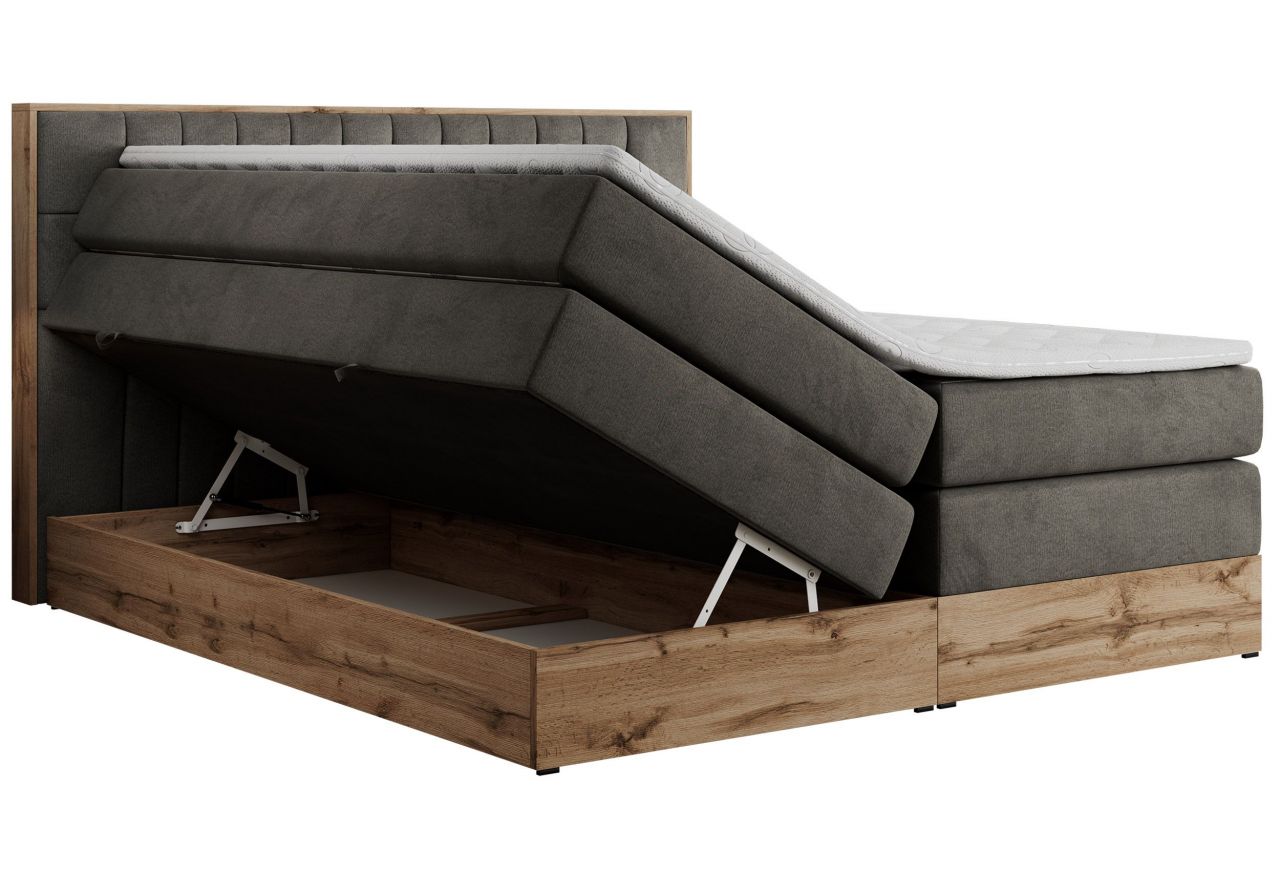 Łóżko kontynentalne AMORE KING 200x200 - H3 - ciemnoszary, welwet
