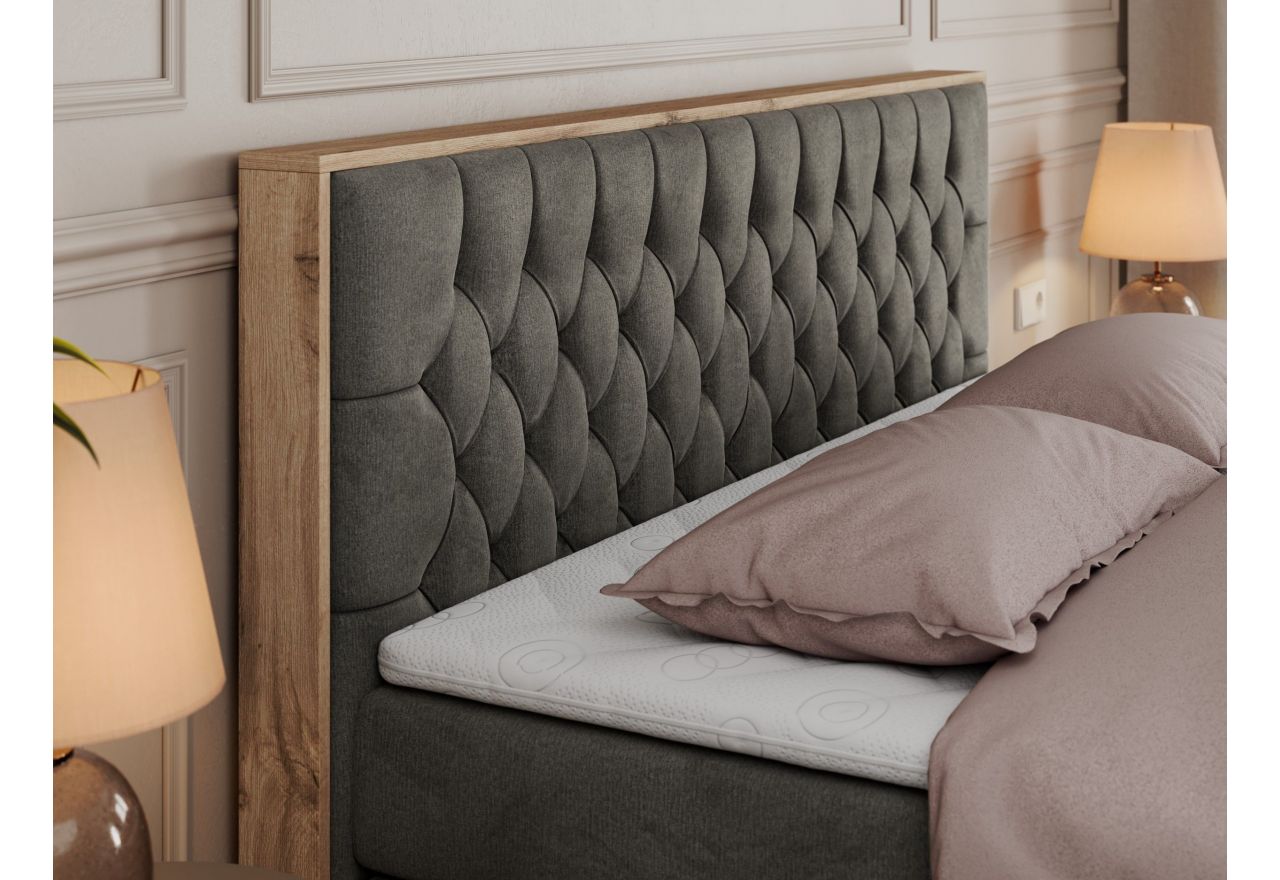 Łóżko kontynentalne AMORE KING 160x200 - H4 - ciemnoszary, welwet