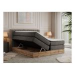 Łóżko kontynentalne AMORE KING 200x200 - H4 - ciemnoszary, welwet