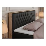 Łóżko kontynentalne AMORE KING 140x200 - H3 - czarny, ekoskóra