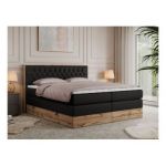 Łóżko kontynentalne AMORE KING 160x200 - H3 - czarny, ekoskóra