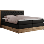 Łóżko kontynentalne AMORE KING 180x200 - H3 - czarny, ekoskóra