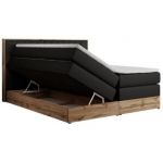 Łóżko kontynentalne AMORE KING 180x200 - H3 - czarny, ekoskóra