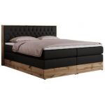Łóżko kontynentalne AMORE KING 160x200 - H4 - czarny, ekoskóra