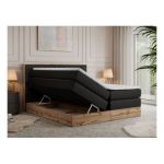 Łóżko kontynentalne AMORE KING 200x200 - H4 - czarny, ekoskóra