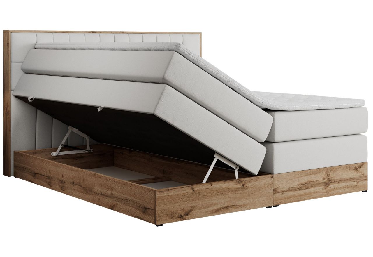 Łóżko kontynentalne AMORE KING 160x200 - H3 - biały, ekoskóra