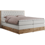 Łóżko kontynentalne AMORE KING 200x200 - H3 - biały, ekoskóra