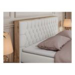 Łóżko kontynentalne AMORE KING 200x200 - H3 - biały, ekoskóra