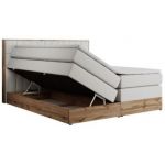 Łóżko kontynentalne AMORE KING 200x200 - H3 - biały, ekoskóra