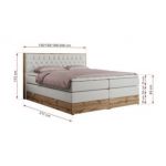 Łóżko kontynentalne AMORE KING 160x200 - H4 - biały, ekoskóra