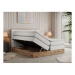 Łóżko kontynentalne AMORE KING 160x200 - H4 - biały, ekoskóra