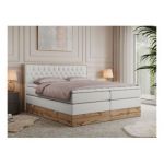 Łóżko kontynentalne AMORE KING 180x200 - H4 - biały, ekoskóra