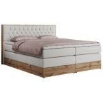 Łóżko kontynentalne AMORE KING 180x200 - H4 - biały, ekoskóra