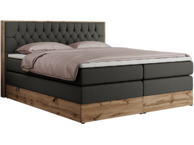 Łóżko kontynentalne AMORE KING 160x200 - H3 - ciemnoszary, ekoskóra