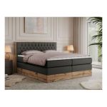 Łóżko kontynentalne AMORE KING 200x200 - H3 - ciemnoszary, ekoskóra