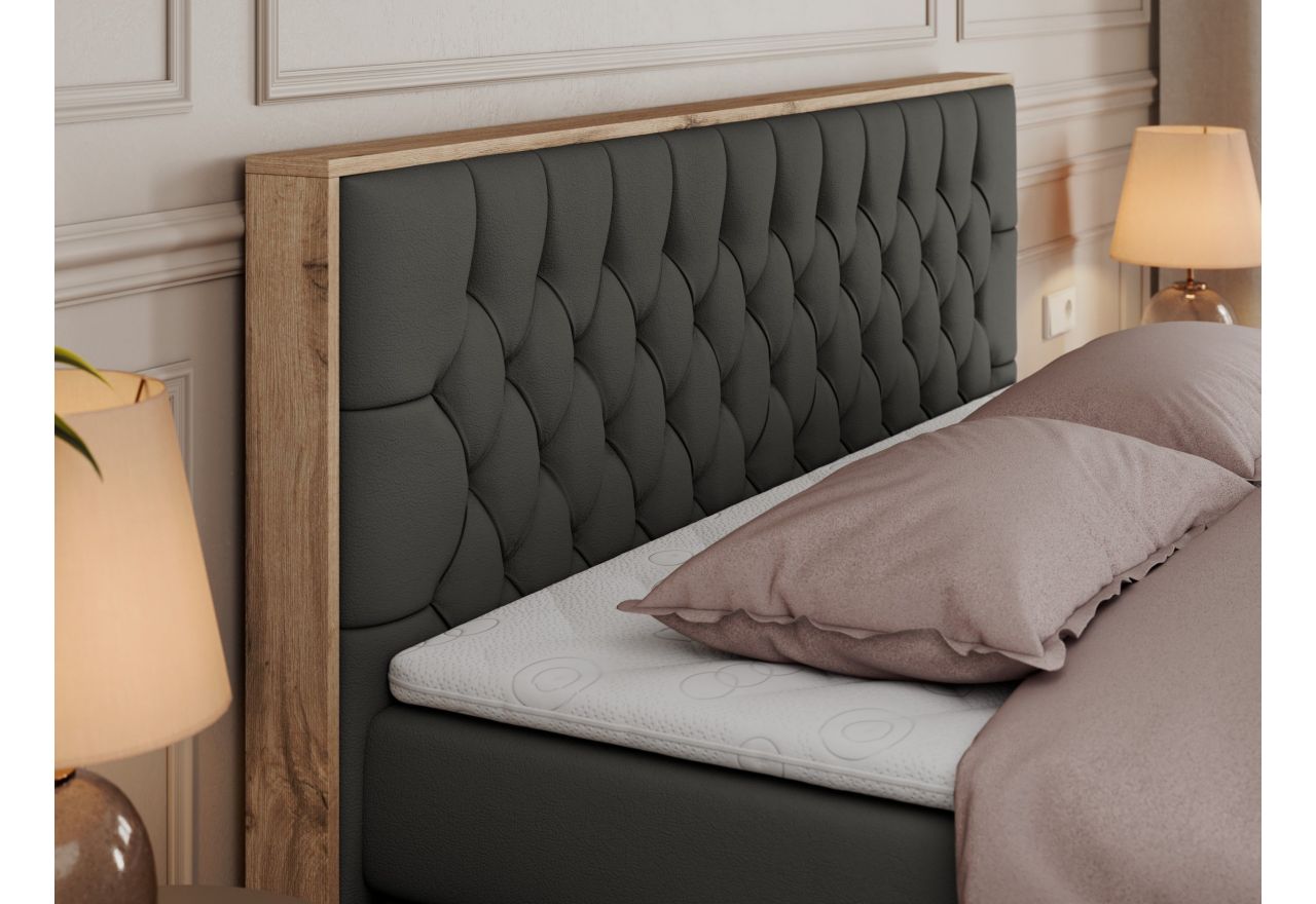 Łóżko kontynentalne AMORE KING 160x200 - H4 - ciemnoszary, ekoskóra