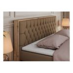 Łóżko kontynentalne AMORE KING 160x200 - H3 - brązowy, ekoskóra