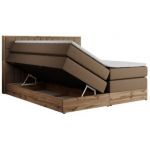 Łóżko kontynentalne AMORE KING 160x200 - H3 - brązowy, ekoskóra
