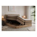 Łóżko kontynentalne AMORE KING 140x200 - H4 - brązowy, ekoskóra