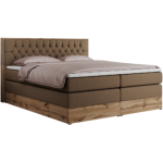 Łóżko kontynentalne AMORE KING 180x200 - H4 - brązowy, ekoskóra