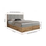 Łóżko kontynentalne NESSI 120x200 - H3 - jasnoszary, struktura