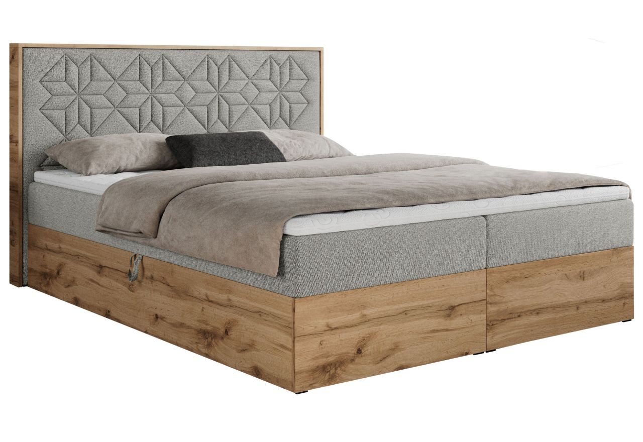 Łóżko kontynentalne NESSI 140x200 - H3 - jasnoszary, struktura