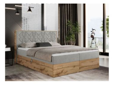 Łóżko kontynentalne NESSI 200x200 - H3 - jasnoszary, struktura