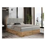 Łóżko kontynentalne NESSI 200x200 - H3 - jasnoszary, struktura