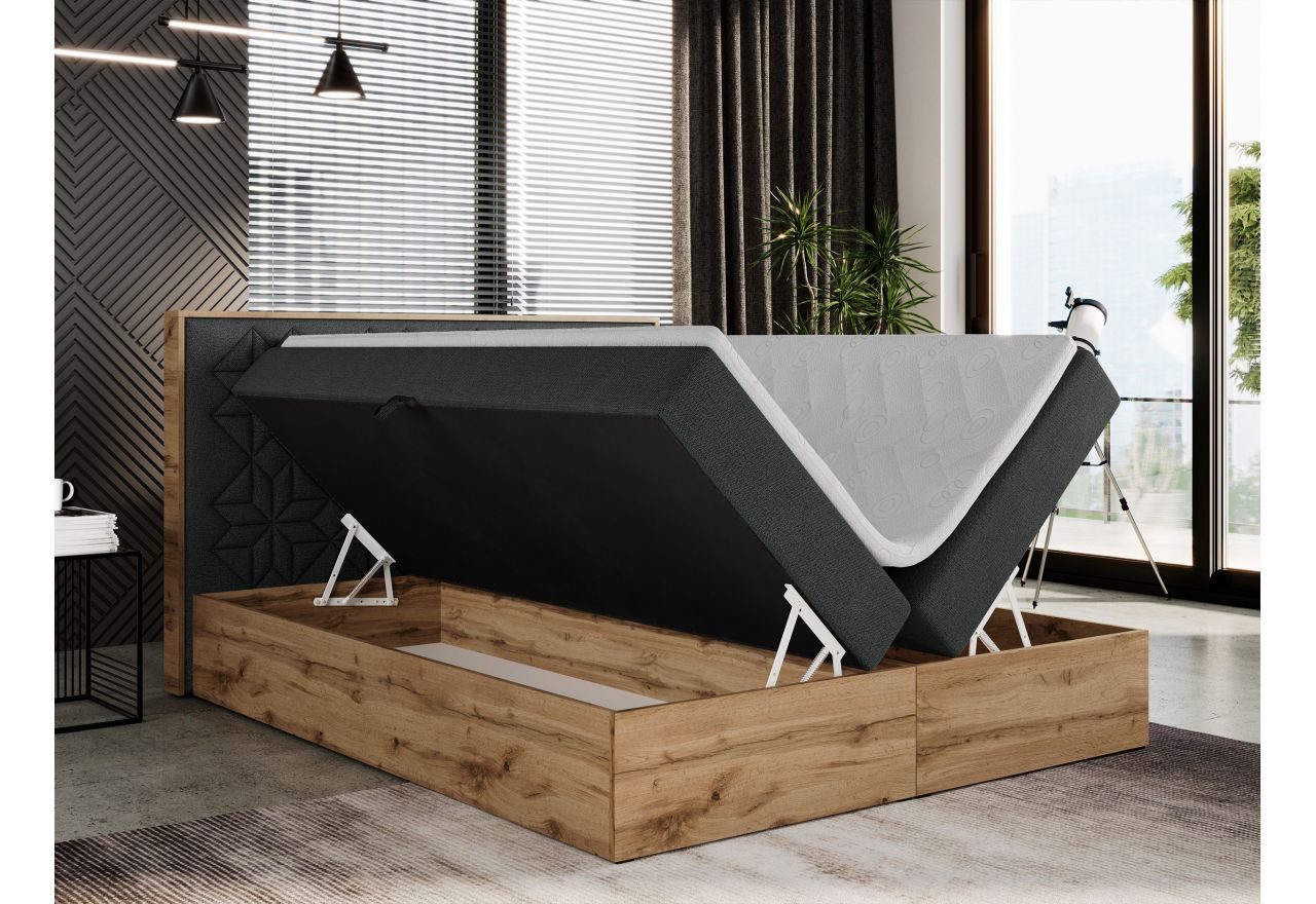 Łóżko kontynentalne NESSI 160x200 - H3 - ciemnoszary, struktura