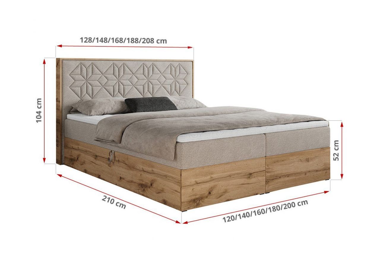 Łóżko kontynentalne NESSI 120x200 - H3 - beżowy, struktura