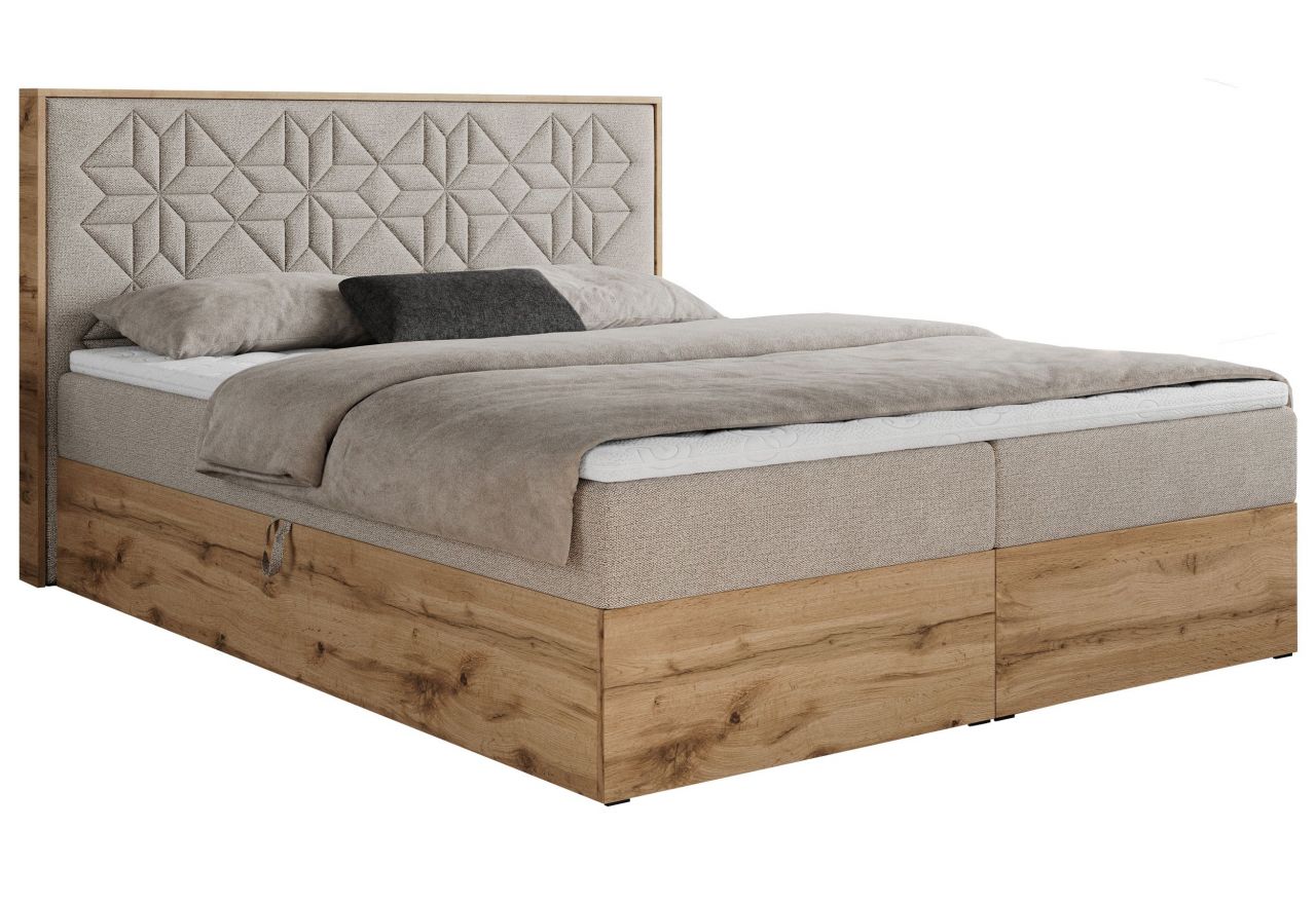 Łóżko kontynentalne NESSI 120x200 - H3 - beżowy, struktura