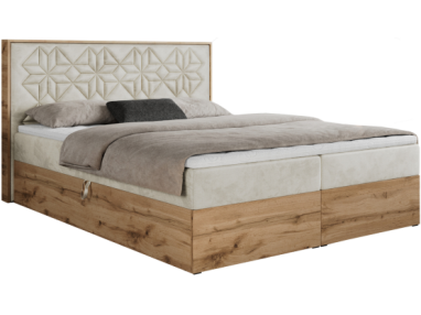 Łóżko kontynentalne NESSI 140x200 - H3 - beżowy, welwet