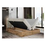 Łóżko kontynentalne NESSI 200x200 - H3 - beżowy, welwet