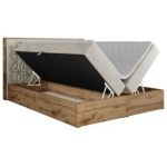 Łóżko kontynentalne NESSI 200x200 - H3 - beżowy, welwet