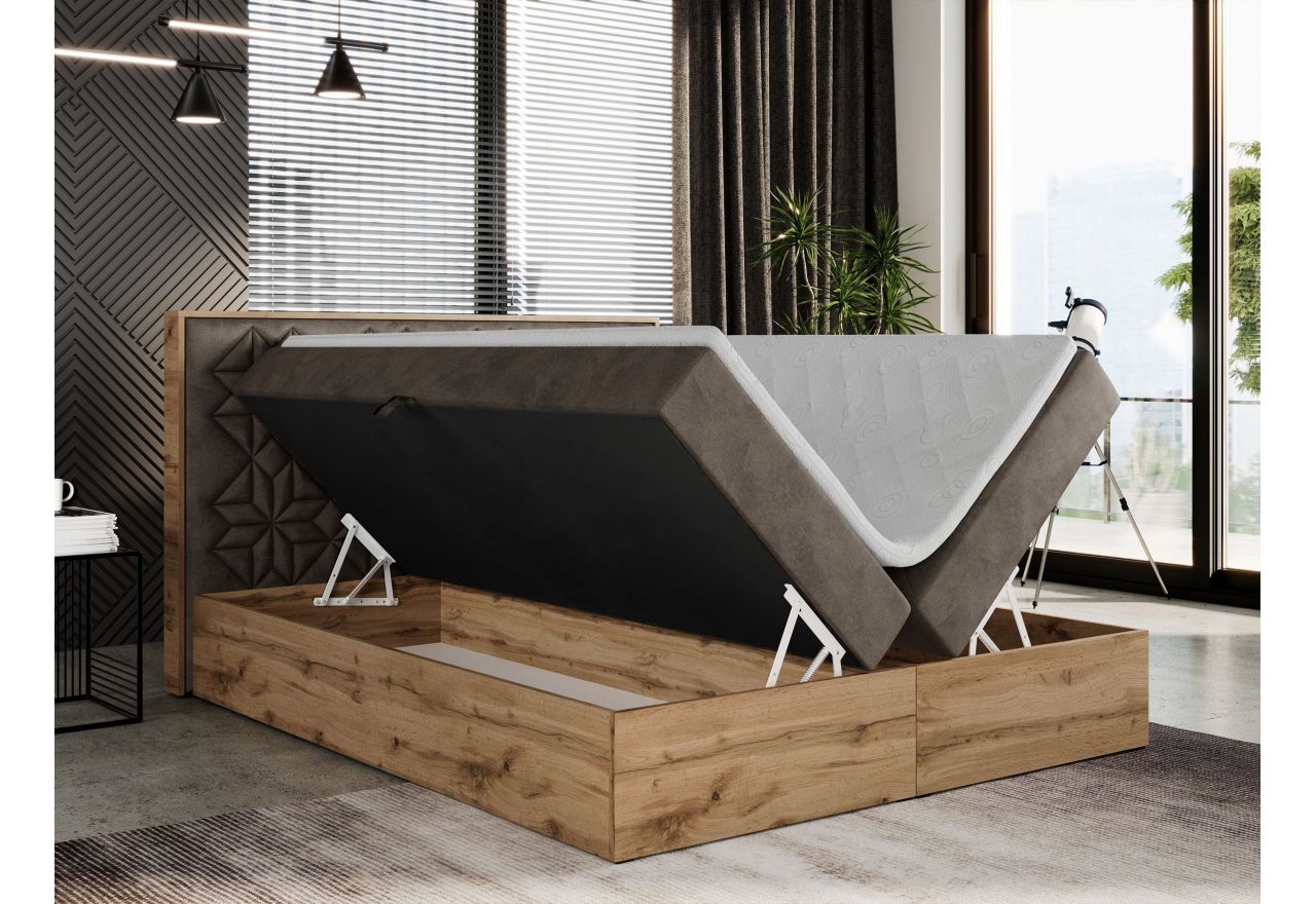 Łóżko kontynentalne NESSI 160x200 - H3 - brązowy, welwet