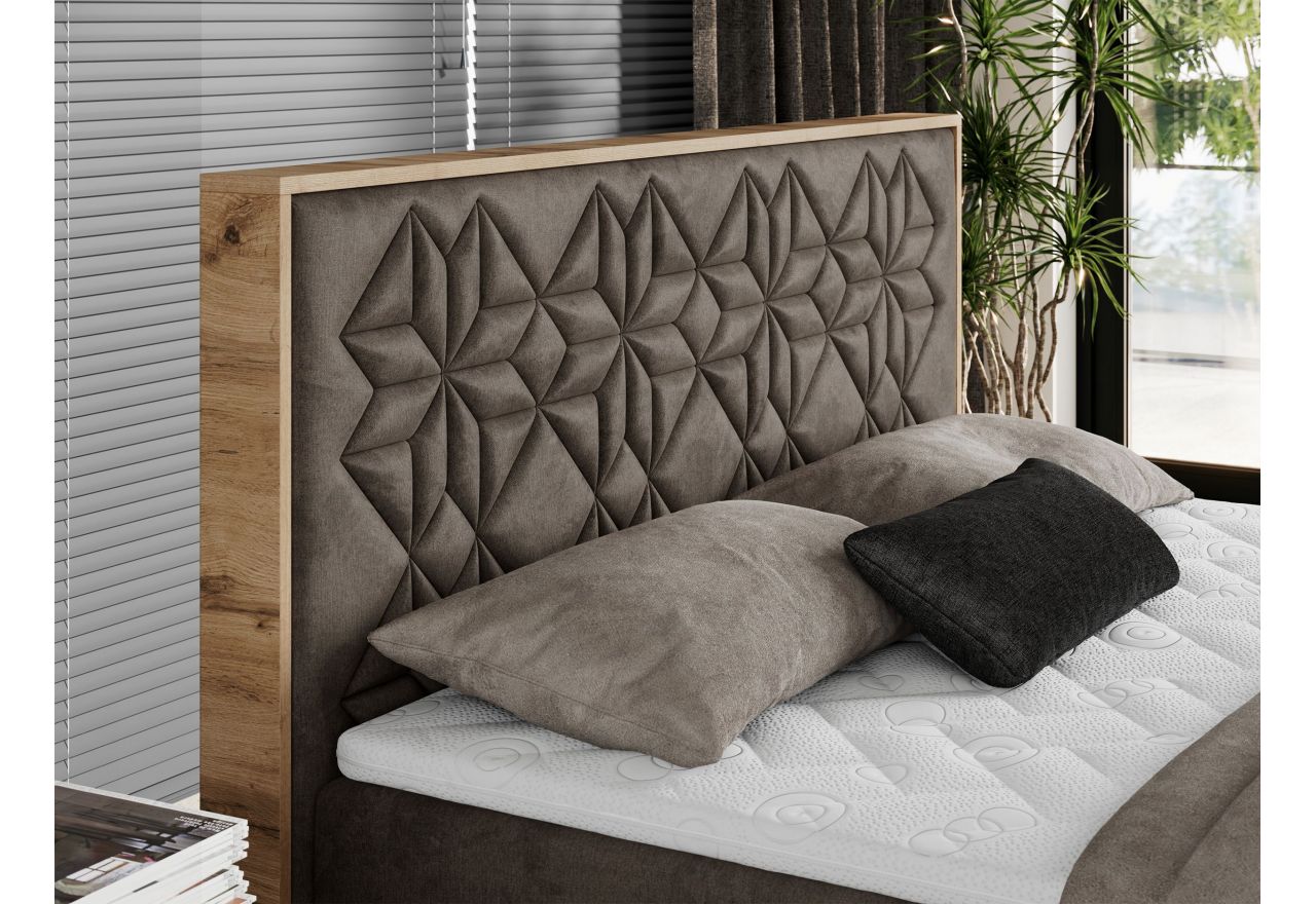 Łóżko kontynentalne NESSI 160x200 - H3 - brązowy, welwet