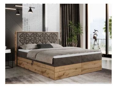 Łóżko kontynentalne NESSI 180x200 - H3 - brązowy, welwet